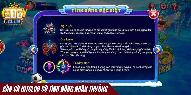 Bắn cá Hitclub có tính năng nhân thưởng