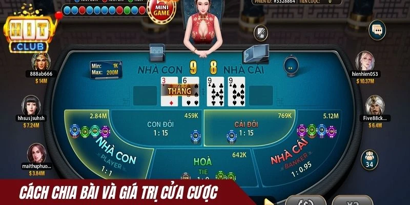 Cách chia bài và giá trị cửa cược