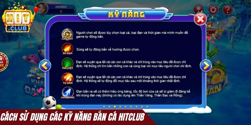 Cách sử dụng các kỹ năng bắn cá Hitclub
