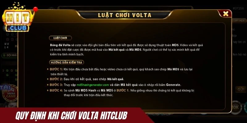 Quy định khi chơi Volta Hitclub